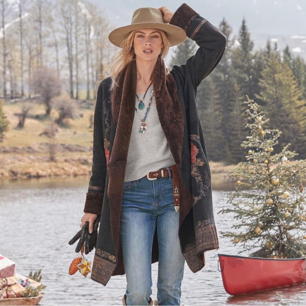 SARI Blooms Shearling coat. New with tags from Sundance. - Picture 7 of 13